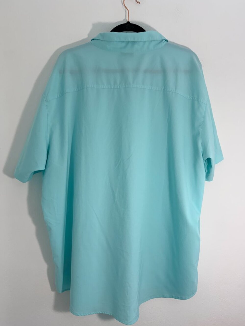 Columbia PFG Fishing Shirt XXL Aqua Blue Short Sleeve Performance Button Front - Picture 3 of 4